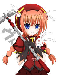  bad_id bad_pixiv_id blue_eyes blush bow braid dress female flipper frills gloves graf_eisen hammer hat long_hair lyrical_nanoha mahou_shoujo_lyrical_nanoha mahou_shoujo_lyrical_nanoha_a&#039;s noroi_usagi orange_hair photoshop_(medium) puffy_sleeves smile solo stuffed_animal stuffed_rabbit stuffed_toy twin_braids vita_(nanoha) 