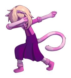  2019 alpha_channel beleth_(floraverse) blonde_hair clothing dabbing domestic_cat dress felid feline felis female floraverse hair hi_res mammal meme senaelik solo white_beleth_(floraverse) 