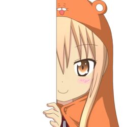  animal_costume blonde_hair blush brown_eyes brown_hair commentary_request doma_umaru female hamster_costume himouto!_umaru-chan hood komaru_(himouto!_umaru-chan) long_hair looking_at_viewer nagineko neck_ribbon peeking_out red_ribbon ribbon school_uniform sidelocks smile solo transparent_background upper_body 