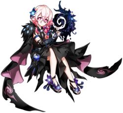  alternate_costume alternate_hairstyle black_hair braid cape daydreamer_(elsword) dress elbow_gloves elsword empty_eyes expressionless female fingerless_gloves flower full_body gloves hair_between_eyes hair_flower hair_ornament laby_(elsword) nisha_(elsword) official_art pink_eyes pink_hair plant solo transparent_background 