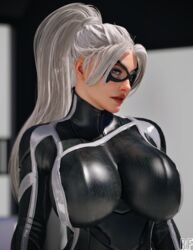  1girls 3d alternate_breast_size black_cat_(insomniac) black_cat_(marvel) bodysuit breasts breasts_bigger_than_head curvaceous elbow_gloves felicia_hardy female female_only high_resolution large_breasts long_hair marvel marvel_comics ponytail rude_frog sideboob silver_hair solo spider-man_(ps4) spider-man_(series) spider-man_2_(ps5) standing superheroine very_high_resolution white_hair 