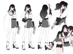  anger_vein blush commentary dishwasher1910 drunk english_commentary genderswap_(mtf) gloves grimm gun handgun highres james_ironwood military military_uniform miniskirt multiple_girls necktie pantyhose pistol prosthesis prosthetic_arm qrow_branwen rule_63 rwby shorts skirt sports_bra uniform weapon 