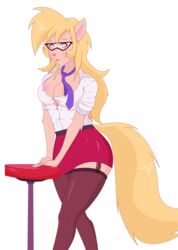  alpha_channel big_breasts blonde_hair breasts callie_briggs clothed clothing domestic_cat eyewear felid feline felis female furniture garter_belt garter_straps glasses green_eyes hair hanna-barbera hi_res mammal naitokitsune solo stool swat_kats 