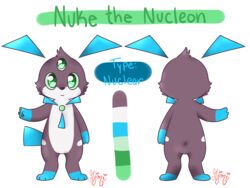  3_eyes 4:3 alpha_channel ambiguous_gender anthro fakemon fakeveelution fan_character green_eyes green_pawpads hi_res mimi_the_fox model_sheet multi_eye nuclear nucleon_(fakemon) nuke_the_nucleon pawpads pokemon_uranium shiny_fakemon smile solo young 