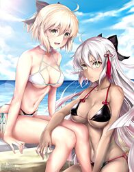  bikini cleavage fate/grand_order majin_saber official_watermark rei_kun sakura_saber swimsuits underboob 