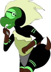  1_eye alien alien_humanoid animal_humanoid anthro arthropod arthropod_abdomen arthropod_humanoid beak blush cartoon_network centipeetle corrupted_gem crayon female gem_(species) hair hi_res humanoid insect_humanoid insects kl0ndike nephrite_(gem_species) open_mouth solo steven_universe white_hair 