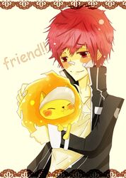  band_aids holding katekyo_hitman_reborn kozato_enma natsu red_eyes red_hair smile 