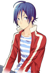  bakuman blue_eyes blue_hair jacket mashiro_moritaka 