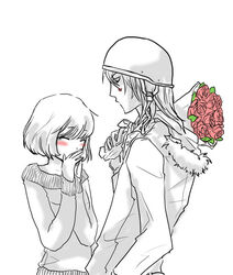  aoki_yuriko bakuman blush couple fukuda_shinta hat pink roses 