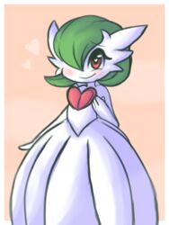  3:4 avoid_posting blush clothed clothing female generation_6_pokemon hair heart_eyes heart_symbol hi_res humanoid mammal mega_evolution mega_gardevoir nintendo pokemon pokemon_(species) simple_background smile solo standing sweaterbrat 