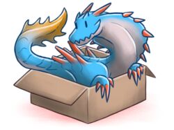  4:3 ambiguous_gender box canes-cm capcom cardboard cardboard_box container dragon european_mythology feral if_it_fits_i_sits_(meme) in_box in_container lagiacrus leviathan_(mh) meme monster_hunter mythological_creature mythological_scalie mythology reptile scalie simple_background solo tail western_dragon white_background wyvern 