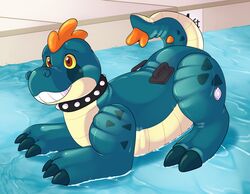  animal_pool_toy avoid_posting dinosaur extinct grin handle hi_res inanimate_object inflatable klotzzilla pool_toy prehistoric_species reptile scalie smile squish swimming_pool teeth tyrone_(disambiguation) water 