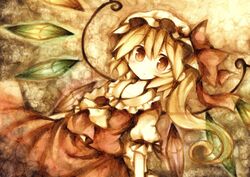  blonde_hair flandre_scarlet hat ponytail red_eyes touhou wings wiriam07 