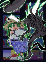  alien alien_(1979) alien_(series) bad_id bad_pixiv_id blood crossover decapitation detached_sleeves empty_eyes female gohei hat it_conquered_the_world kochiya_sanae parody pyonta rodney_(melagal) splatterhouse touhou xenomorph zontar 