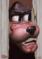  2014 anthro beard black_body black_hair black_nose black_skin bloodshot_eyes canid canine canis digital_media_(artwork) disney domestic_dog facial_hair front_view goofy_(disney) green_eyes grin hair headshot_portrait here&#039;s_johnny_(meme) icon jack_nicholson lol_comments male mammal max_grecke meme moustache multicolored_body multicolored_skin nightmare_fuel open_mouth parody pink_body pink_skin portrait reaction_image realistic redraw signature smile snout solo stephen_king_(copyright) teeth the_shining two_tone_body two_tone_skin where_is_your_god_now 