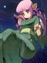  alternate_costume animal_ears claws commentary_request female fingernails green_kimono hands japanese_clothes kimono long_fingernails mystia_lorelei nail_polish night no_headwear photoshop_(medium) solo touhou wings you_naka 