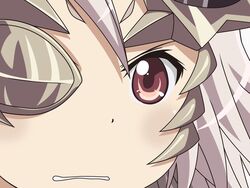  aldra_(queen&#039;s_blade) artist_request close-up eyepatch female grey_hair gununu_(meme) meme queen&#039;s_blade queen_aldra red_eyes solo 