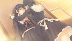  2girls flowers_(game) game_cg hanabishi_rikka innocent_grey ribbons seifuku shirahane_suou sugina_miki 