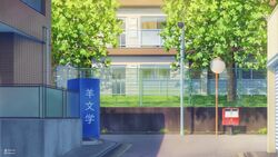  artist_name building cherry_tree commentary_request day door fence highres instagram_username isbeyvan japan lamppost no_humans original outdoors postbox_(outgoing_mail) power_lines road scenery shadow street summer traffic_mirror tree utility_pole watermark window 