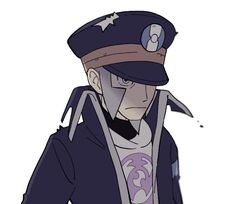  1boy black_coat black_hat blurry closed_mouth coat facial_hair frown goatee grey_eyes grey_hair hat high_collar ingo_(pokemon) jaho long_sideburns male_focus peaked_cap pearl_clan_outfit pokemon pokemon_legends:_arceus short_hair sideburns solo trench_coat upper_body white_background 