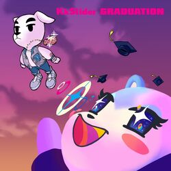  1:1 album_cover animal_crossing anthro black_nose canid canine canis clothed clothing cover crossover domestic_dog female fur graduation_(album) judy_(animal_crossing) k.k._slider k.k._slider_album_redraw kanye_west male mammal meme nintendo parody unknown_artist white_body white_fur 