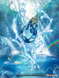  banamons bug butterfly copyright_name force_of_will gem grass leaf no_humans official_art outdoors protected_link rainbow sky water waterfall 