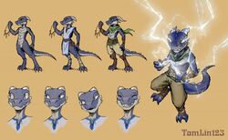  anthro blue_body blue_scales bust_portrait cerulean_(vonboomslang) claws clothed clothing dungeons_and_dragons electricity energy expression_sheet full-length_portrait glowing glowing_eyes hasbro holding_object horn jewelry kobold magic magic_user male multiple_poses multiple_versions necklace nude portrait pose reptile scales scalie scarf shirt simple_background smile solo spell standing tamlin123 topwear tunic wizards_of_the_coast 