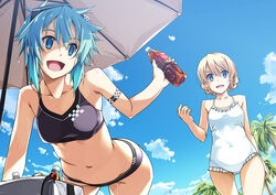  bikini blonde_hair blue_eyes blue_hair crossover darjeeling_(girls_und_panzer) girls_und_panzer shikei shinon_(sao) short_hair swimsuit sword_art_online 