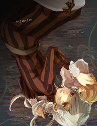  albino blonde_hair crying doll dress long_hair marz_von_ludowing ponytail red_eyes ribbon shorts sound_horizon white_hair 