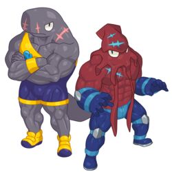  1:1 2015 5_fingers abs absurd_res anthro biceps big_biceps big_muscles blue_body blue_clothing blue_markings blue_scales calamari cephalopod cetacean clothed clothing coleoid crossed_arms decapodiform digital_media_(artwork) duo elbow_pads fighting_pose fin fingers footwear front_view frown full-length_portrait giant_squid glare glistening glistening_body hair hi_res huge_muscles humanoid_hands knee_pads long_hair male male/male mammal manly marine markings mollusk muscular no_pupils noseless pecs physeteroid plain_white portrait pose pseudo_hair purple_clothing quads samudra_aquarium scales scalie scar serratus shoes simple_background sperm_whale squid standing submarine_(plain_white) symbol tail tail_fin tentacle tentacle_hair thick_neck toothed_whale topless triceps whale white_background wrestler wrestling_singlet 