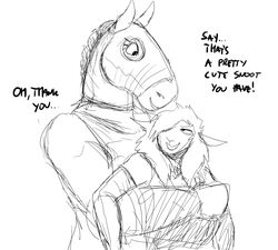  anthro bear_hug big_breasts black_and_white blush breasts clothed clothing dialogue duo embarrassed english_text equid equine female hi_res hladilnik horse it&#039;s_a_trap jane_doe_(hladilnik) mammal mask meme monochrome text tinker_(hladilnik) wrestling wrestling_match 