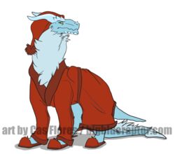  2016 clothing dragon feral footwear fur furred_dragon furred_scalie hat headgear headwear horn mane mythological_creature mythological_scalie mythology rime robe scalie shoes simple_background slippers solo tail trashdogeking 