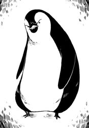  2017 ambiguous_gender angry avian bird feral hi_res looking_at_viewer monochrome penguin reaction_image simple_background solo soup-erb white_background 