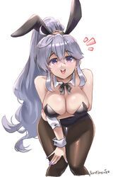  :d alternate_costume animal_ears black_leotard breasts burnt_green_tea cleavage commentary_request fake_animal_ears feet_out_of_frame female fire_emblem fire_emblem:_genealogy_of_the_holy_war grey_hair hair_between_eyes ishtar_(fire_emblem) large_breasts leotard long_hair looking_at_viewer nail_polish open_mouth playboy_bunny ponytail purple_eyes purple_nails rabbit_ears smile solo standing strapless strapless_leotard thighs very_long_hair wrist_cuffs 