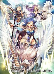  3girls aqua_hair armor armored_dress blue_eyes blue_hair braid breastplate cape commentary_request company_connection copyright_name dress elbow_gloves fire_emblem fire_emblem:_the_binding_blade fire_emblem_cipher gloves headband holding holding_weapon horns juno_(fire_emblem) long_hair looking_at_viewer multiple_girls nagahama_megumi official_art open_mouth outdoors pegasus_knight_uniform_(fire_emblem) polearm ponytail purple_hair shanna_(fire_emblem) short_hair shoulder_armor siblings single_horn sisters skirt smile thea_(fire_emblem) thighhighs weapon 