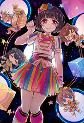  &gt;_&lt; 5girls :&lt; :d =_= \o/ arm_ribbon arms_up bang_dream! belt black_hair blonde_hair blue_eyes blue_ribbon blunt_bangs boots brown_hair collared_shirt commentary_request cube earrings flower hair_flower hair_ornament hair_ribbon hanazono_tae highres ichigaya_arisa jewelry jitome knee_boots long_hair mujun_atama multicolored_clothes multicolored_skirt multiple_girls open_mouth outstretched_arms photoshop_(medium) pink_ribbon playing_with_own_hair ponytail poppin&#039;party red_eyes red_ribbon ribbon shirt short_hair skirt sky smile sparkle star_(sky) star_(symbol) starry_background starry_sky toyama_kasumi treble_clef twintails ushigome_rimi x_hair_ornament xd yamabuki_saya yellow_ribbon 