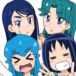  4girls blue_eyes blue_hair color_connection commentary_request go!_princess_precure happinesscharge_precure! heartcatch_precure! kaidou_minami kurumi_erika minazuki_karen multiple_girls nann_tou power_connection precure shirayuki_hime yes!_precure_5 yes!_precure_5_gogo! 