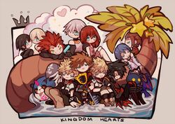  4girls 6+boys aqua_(kingdom_hearts) axel_(kingdom_hearts) black_coat_(kingdom_hearts) cloud commentary_request crown dream_eater_(kingdom_hearts) dusk_(kingdom_hearts) everyone flood_(kingdom_hearts) food fruit heart heart-shaped_pupils heartless_(kingdom_hearts) kairi_(kingdom_hearts) kingdom_hearts momoppi multiple_boys multiple_girls namine nobody_(kingdom_hearts) palm_tree riku_(kingdom_hearts) roxas shadow_(kingdom_hearts) sleeping smile sora_(kingdom_hearts) spiked_hair star-shaped_food star_(symbol) starfruit symbol-shaped_pupils terra_(kingdom_hearts) tree unversed vanitas_(kingdom_hearts) ventus_(kingdom_hearts) water wondernyan_(kingdom_hearts) xion_(kingdom_hearts) 