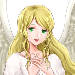  :d aplche blonde_hair collarbone commentary_request female fire_emblem fire_emblem:_radiant_dawn green_eyes leanne_(fire_emblem) long_hair looking_at_viewer open_mouth portrait simple_background smile solo swept_bangs white_background 