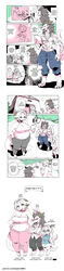  2boys 2girls absurdres animal_ears blush breasts commentary crossed_out denim digitigrade dragon_boy dragon_ears dragon_girl dragon_horns dragon_tail english_commentary english_text family father_and_daughter flashback giantess glasses hat highres horns husband_and_wife imagining jeans limited_palette long_hair long_image magatama_necklace microphone monster_girl mother_and_daughter multiple_boys multiple_girls original pants recording_studio ribbon ripped_jeans scales screen script seiyuu shepherd0821 short_hair size_difference sleeveless smile soundboard sparkle sweatdrop sweater tail tall_image tank_top torn_clothes turtleneck turtleneck_sweater warehouse weighing_scale 