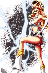  armpit armpits bare_shoulders belt bleach bleach:_the_thousand-year_blood_war blonde_hair blue_eyes boots breasts candice_catnipp electricity female female gloves hat kubo_taito kubo_tite long_hair midriff official_art open_mouth peaked_cap quincy quincy_(bleach) shirt short_shorts shorts sideboob sleeveless smile solo tied_shirt tongue tongue_out uniform wavy_hair white_gloves white_hat 