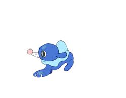  2016 ambiguous_gender animated blue_body feral generation_7_pokemon mammal marine nintendo pink_nose pinniped pokemon pokemon_(species) popplio short_playtime simple_background smile solo tattanbu white_background 