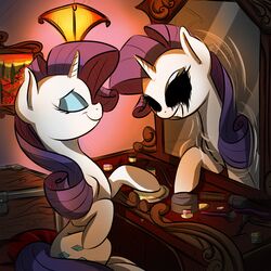  1:1 2016 altered_reflection applying_makeup closed_eyes cutie_mark duality duo equid equine evil_grin female feral friendship_is_magic fur furniture hair hasbro horn inside lamp makeup mammal mirror monster my_little_pony mythological_creature mythological_equine mythology nightmare_fuel personal_grooming purple_hair purple_tail rarity_(mlp) reflection smile tail unicorn vanity_mirror white_body white_fur xxmarkingxx 