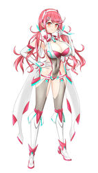  absurdres breasts chest_jewel cleavage_cutout clothing_cutout feichu_keju female headpiece highres large_breasts paid_reward_available prototype_design pyra_(xenoblade) pyra_(xenoblade)_(prototype) red_eyes solo twintails waist_cutout xenoblade_chronicles_(series) xenoblade_chronicles_2 