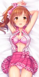  bra cleavage dakimakura igarashi_kyouko open_shirt pantsu skirt_lift tagme the_idolm@ster the_idolm@ster_cinderella_girls 