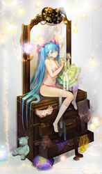  1boy 2girls absurdres aqua_eyes aqua_hair blonde_hair bow bra breasts chest_of_drawers chinese_commentary christmas_lights cleavage commentary_request dress foot_dangle frown full_body green_dress green_eyes hair_ribbon hairbow hanging_light hat hatsune_miku highres holding holding_clothes kagamine_len kagamine_rin kneehighs lace lace-trimmed_ribbon lace_trim layered_dress light_bulb long_hair looking_away medium_breasts mirror multiple_girls navel no_shoes open_drawer orry panties petite photoshop_(medium) pink_bra pink_panties reflection ribbon sitting socks solo_focus star_(symbol) star_print stuffed_animal stuffed_rabbit stuffed_toy table teddy_bear twintails underwear underwear_only unworn_dress unworn_hat unworn_headwear vanity_table very_long_hair vocaloid white_legwear witch_hat 