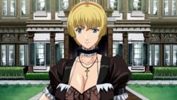  10s blonde_hair blue_eyes breasts erect_nipples female large_breasts mamiya_marisa nipples short_hair starless will_(company) 