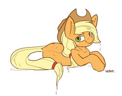  applejack_(mlp) equid equine female feral friendship_is_magic hasbro horse looking_at_viewer lying mammal my_little_pony neoncel smile solo wet_mane 