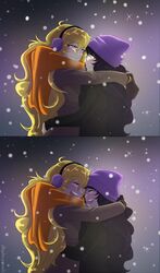  2girls blake_belladonna hug multiple_girls rwby smile snow winter yang_xiao_long yaya_(y8ay8a) yuri 