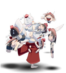  6+girls animal_ears ass ass_grab assisted_exposure bad_id bad_pixiv_id banned_artist bare_shoulders barefoot blood blood_on_face blush brown_hair chibi clenched_teeth commentary_request detached_sleeves hakama hat hat_ribbon highres impaled inubashiri_momiji japanese_clothes lifted_by_another long_sleeves molestation multiple_girls nosebleed okahi open_mouth panties pants pants_pull panty_pull pulled_by_another red_hakama ribbon shameimaru_aya shirt shirt_lift silver_hair skirt smile standing standing_on_one_leg sword tail tail_grab teeth tokin_hat touhou underwear weapon white_panties wide_sleeves wolf_ears wolf_tail 